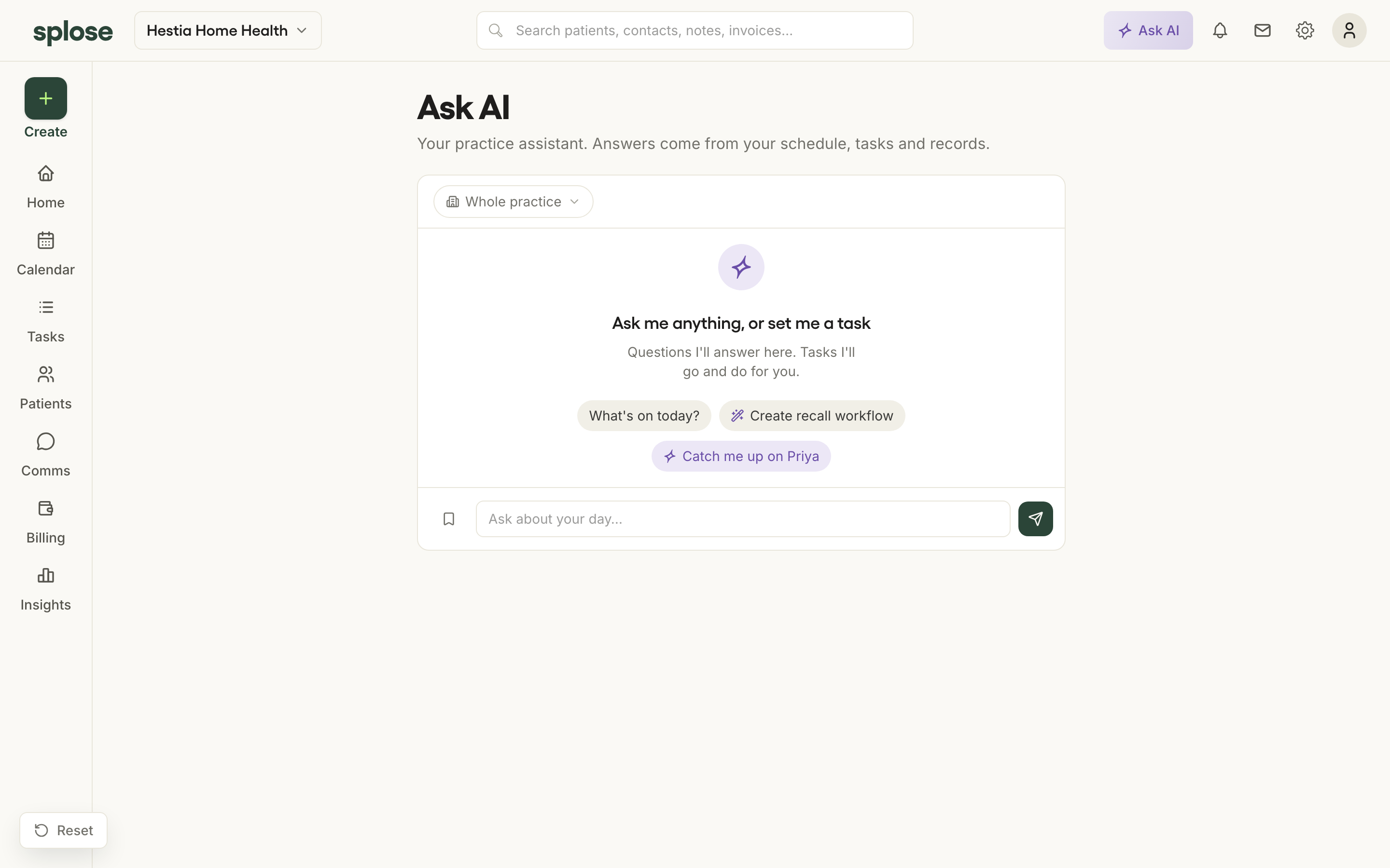 The Ask AI page in the prototype