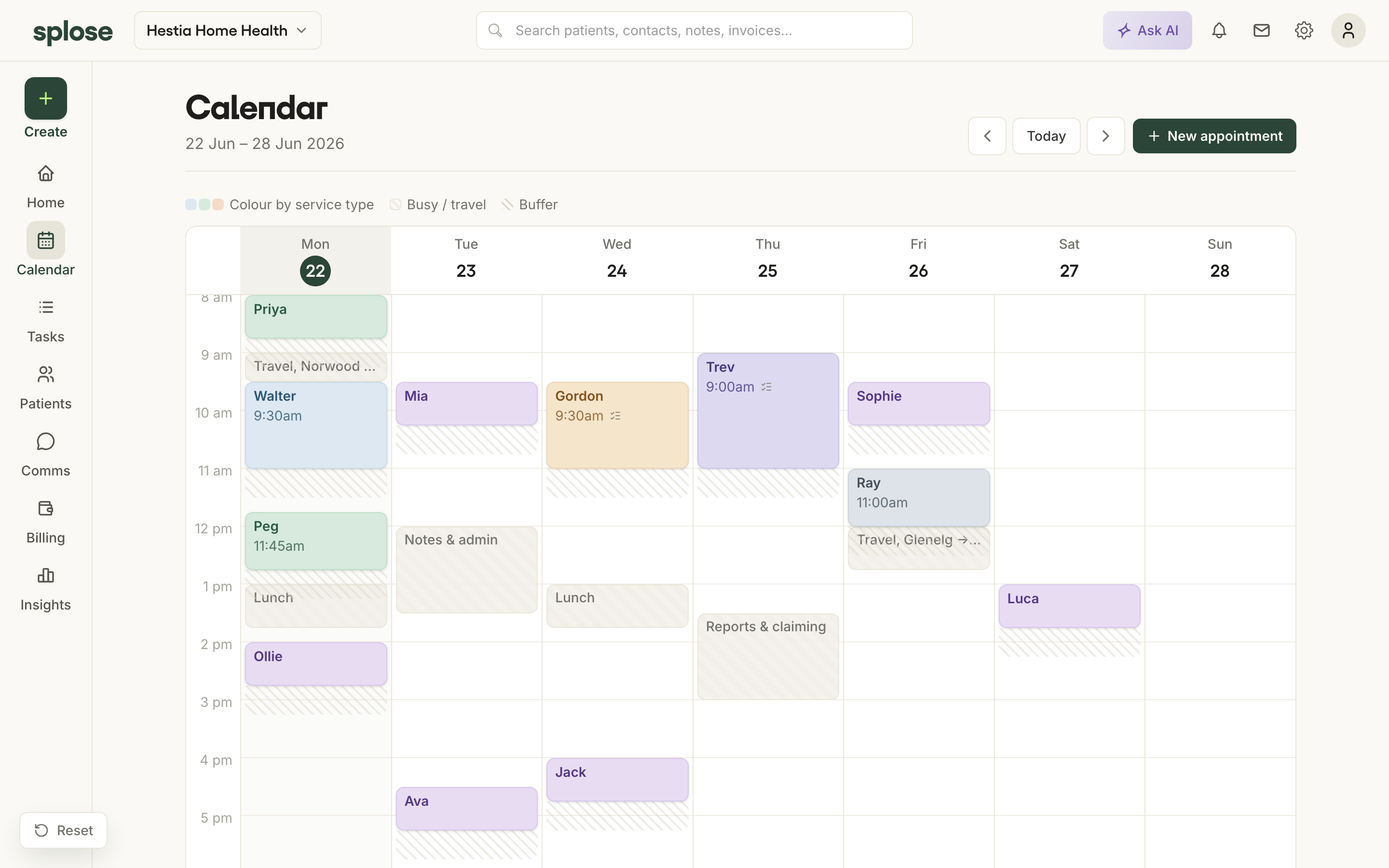 The calendar in the prototype, showing the design system