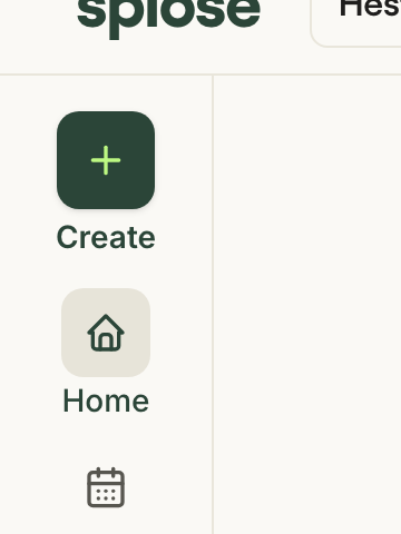 The Create button in the prototype's left navigation